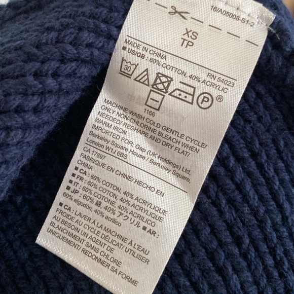 GAP Factory Sweater Vest Cardigan Chunky Cable‎ Knit Navy Size XS - Picture 6 of 8